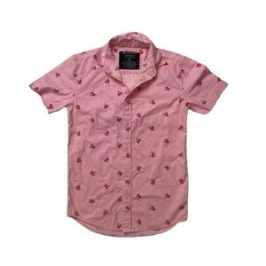 Playstation Pink BUTTON UP Short Sleeve Shirt Men’s Slim Size Small